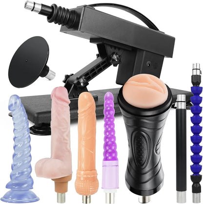 Automatic Thrusting Dildo Machine with 3 XLR Attachments and Suction Cup Base