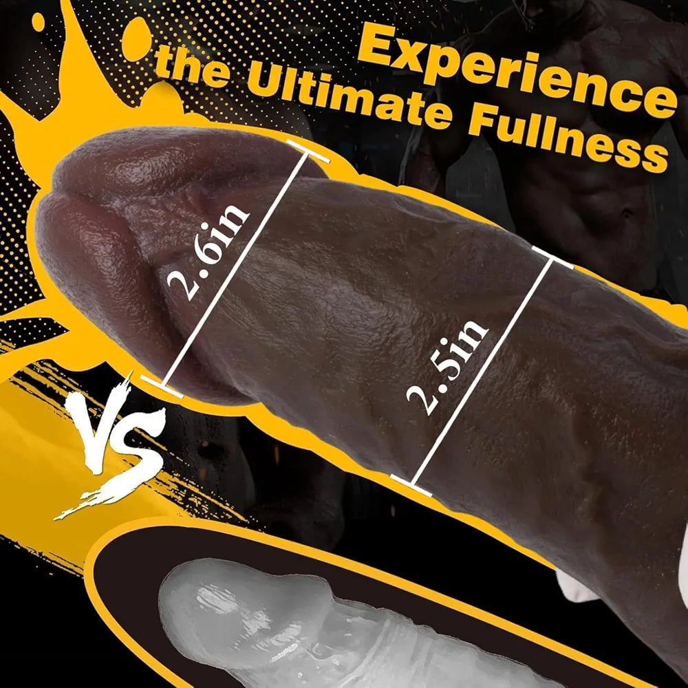 12.5" XXL Black Silicone Dildo with Suction Cup - 8" Girthy Dual-Density Horse Dildo for Anal and Vaginal Play