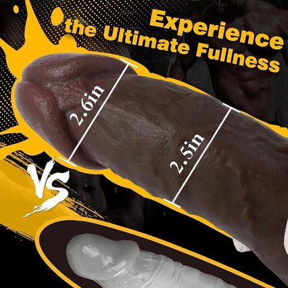 12.5" XXL Black Silicone Dildo with Suction Cup - 8" Girthy Dual-Density Horse Dildo for Anal and Vaginal Play