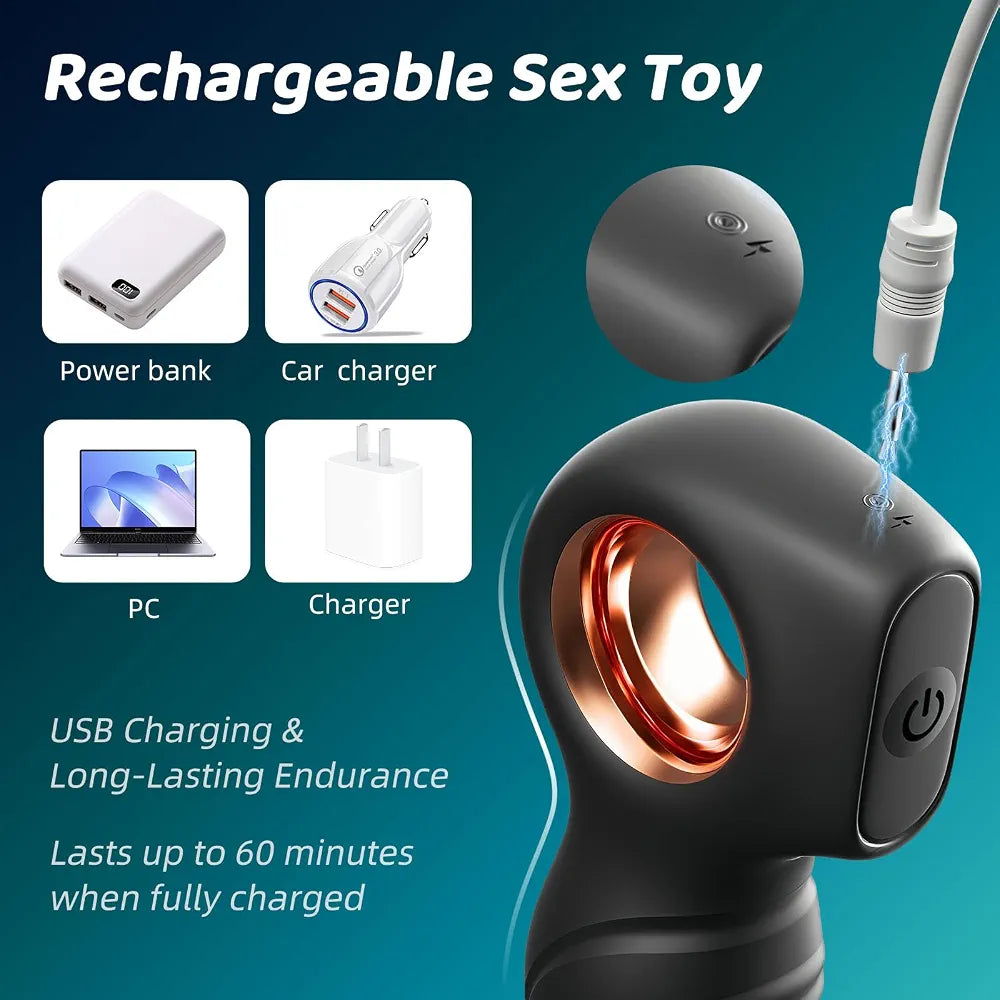 Cobulipo 10-Mode Vibrating Prostate Massager and Anal Plug with Hollow Ring for Targeted Stimulation