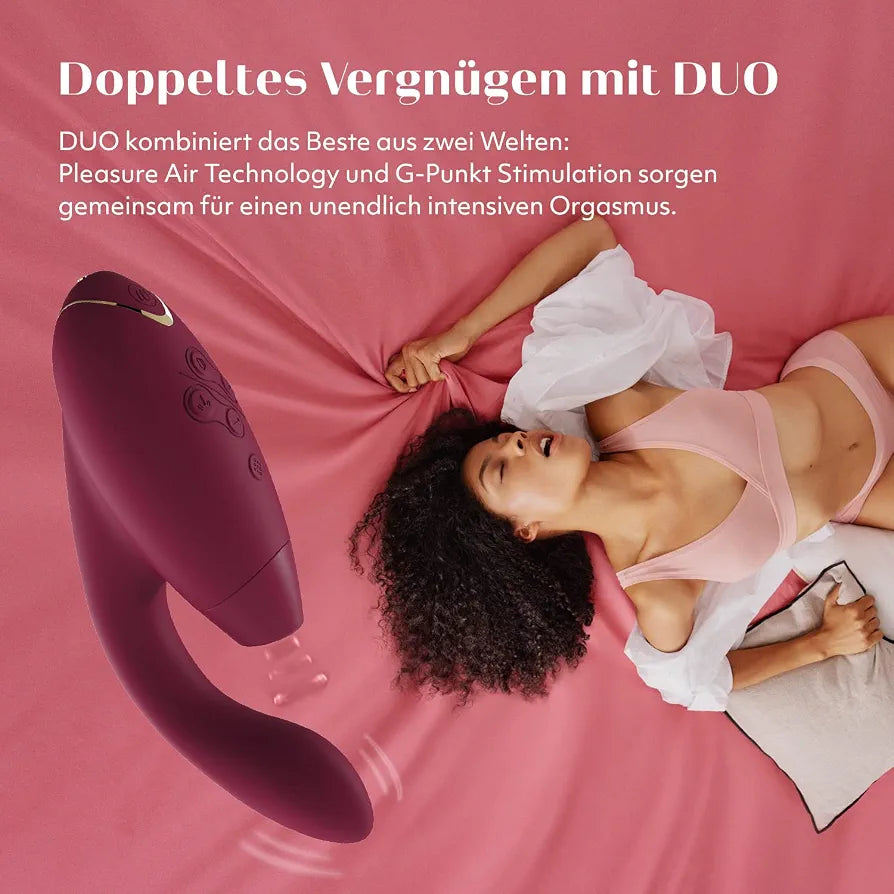 Womanizer Duo 1 Dual-Stimulation Clitoral Suction and G-Spot Vibrator in Bordeaux