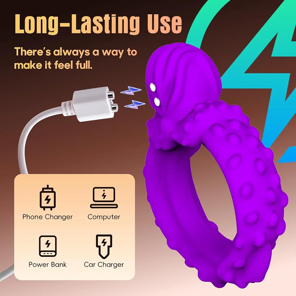 9-Mode Rechargeable Vibrating Penis Ring and Clitoral Stimulator for Couples
