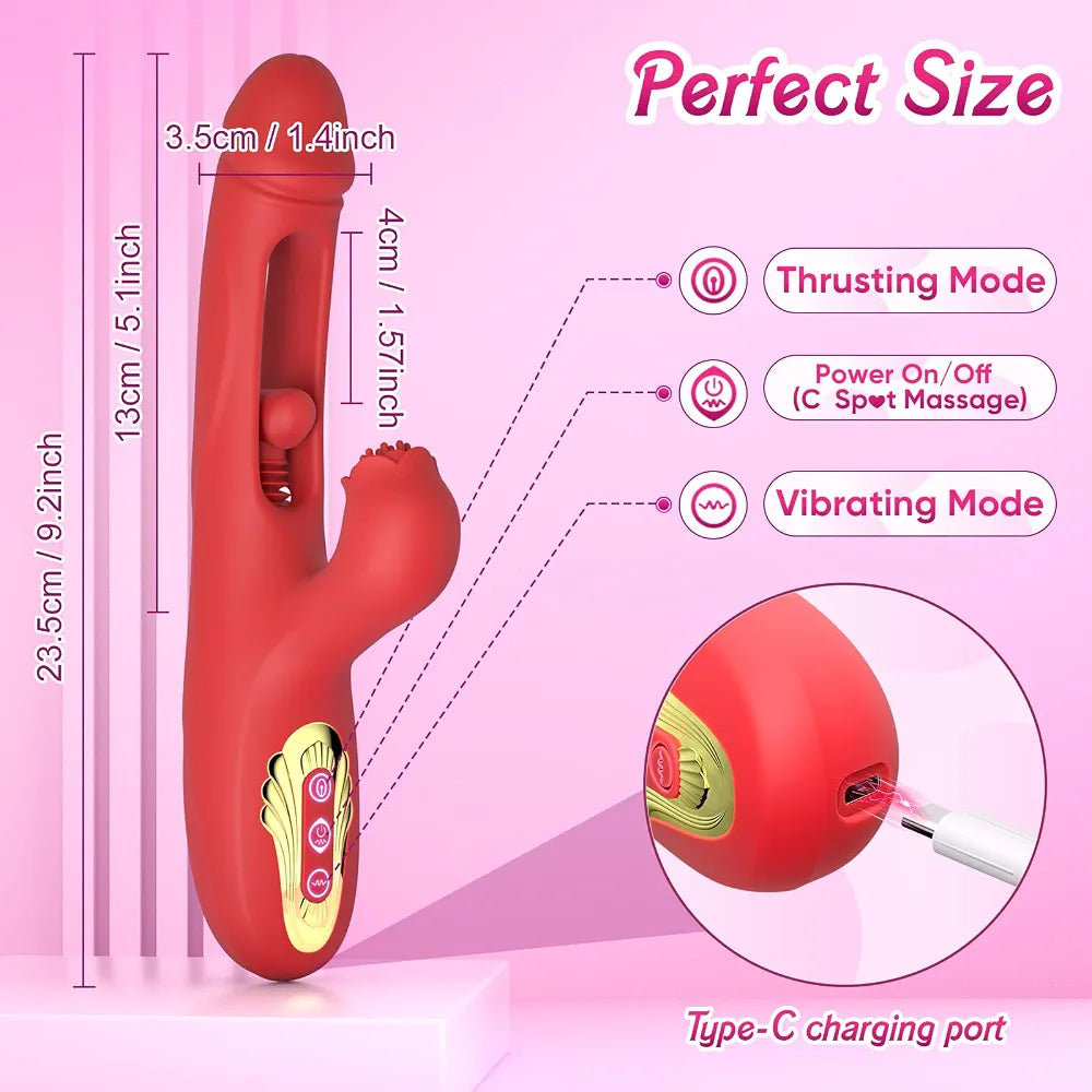 Dual-Stimulation Rabbit Vibrator with Realistic Texture and G-Spot Thrusting Function