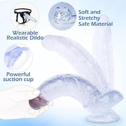 8.3-Inch Ultra-Soft Realistic Silicone Dildo with Strong Suction Cup - Lifelike G-Spot and Anal Stimulator