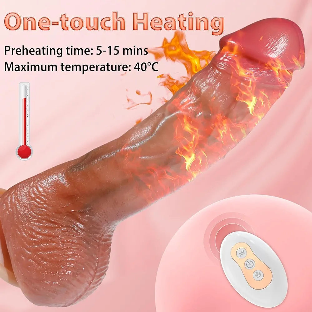 Realistic 9-Speed Thrusting & Vibrating Dildo with Suction Cup and Anal Stimulator