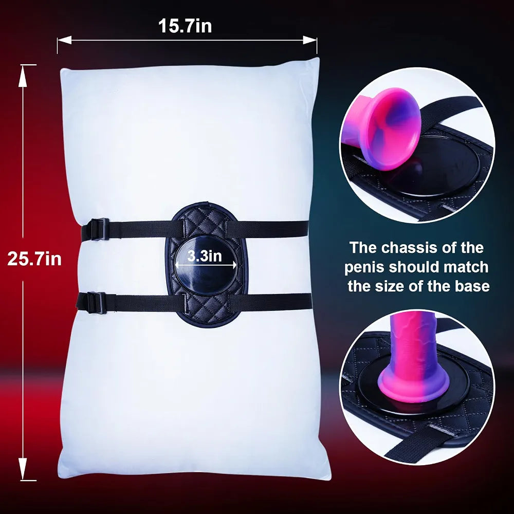 Adjustable Black PU Leather Suction Cup Dildo Holder for Furniture and Sex Swings
