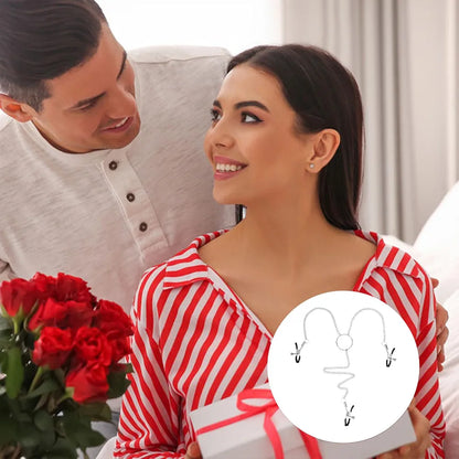 Adjustable Y-Shaped Nipple and Clitoral Stimulation Clamps for Couples