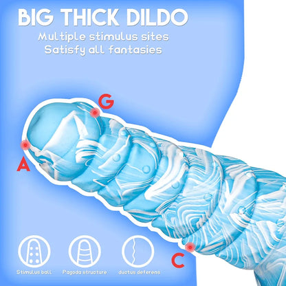 10-Inch Extra Thick Fantasy Monster Dildo with Ridges, Beads, and Suction Cup Base