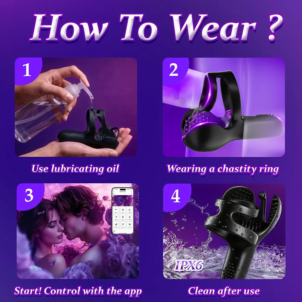 Premium App-Controlled Silicone Vibrating Cock Ring with Dual Stimulation