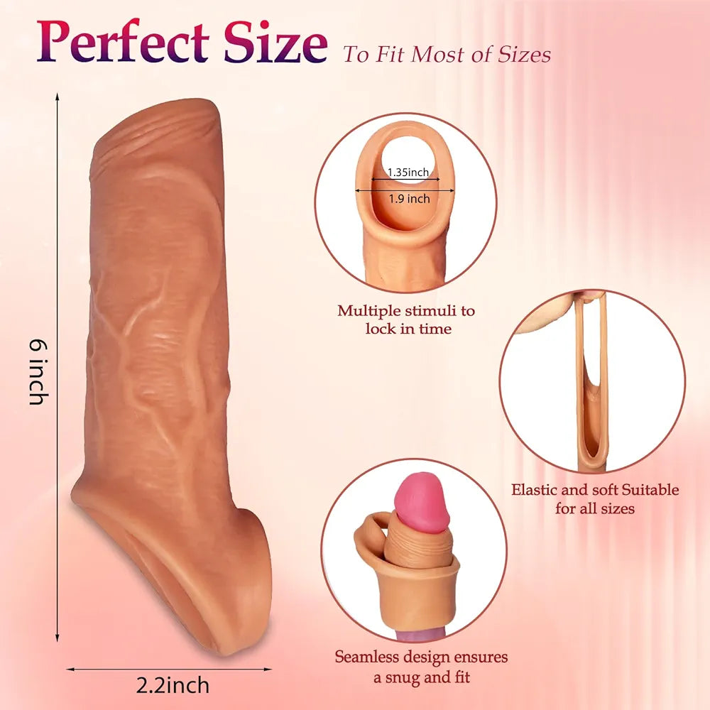 Reusable Silicone Penis Extender and Delay Sleeve for Enhanced Performance