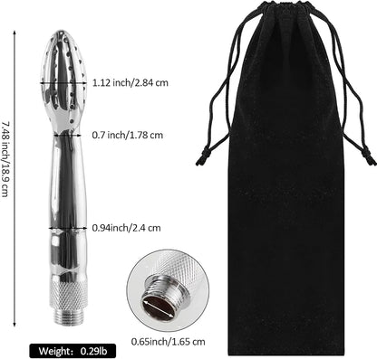 Premium Aluminum Handheld Shower Douche System - Anal and Vaginal Cleaning Kit with Velvet Carry Bag