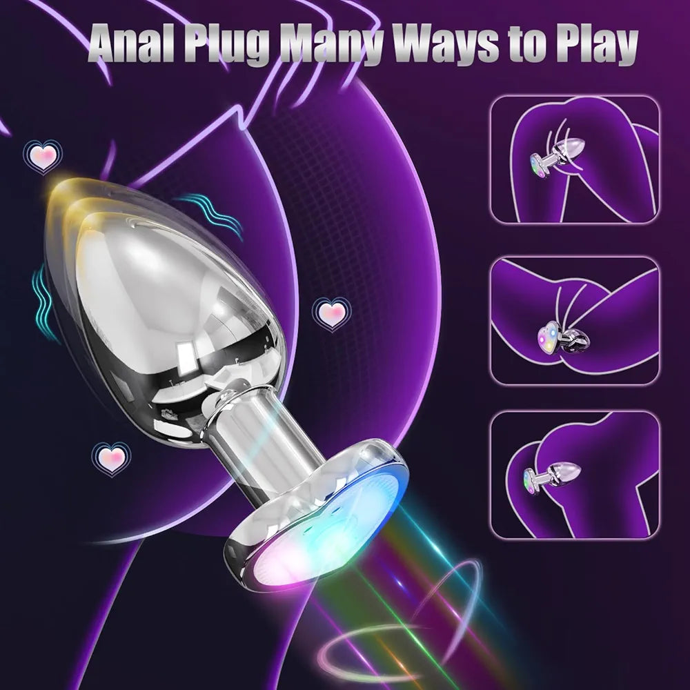 Illuminated Vibrating Anal Plug with LED Base for Enhanced Stimulation