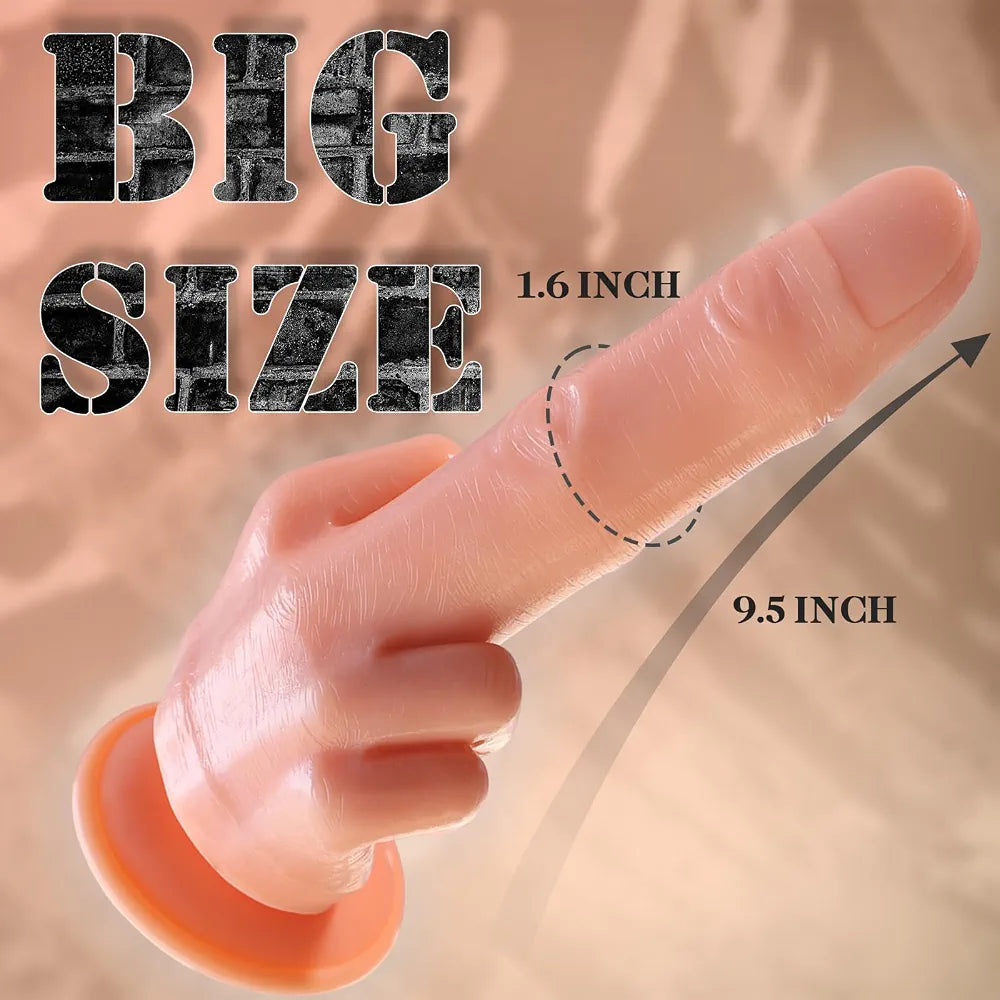 9.5-Inch Realistic Finger-Shaped Anal Dildo with Suction Cup for G-Spot Stimulation