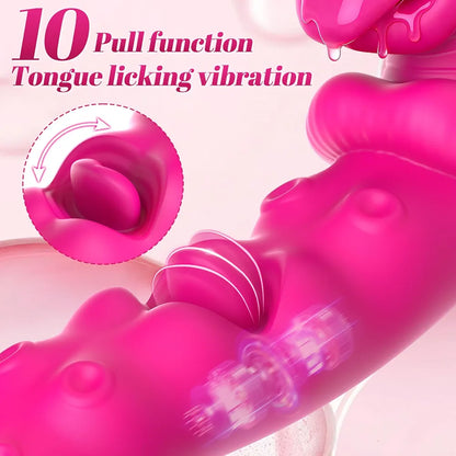 Tuaieu 3-in-1 Realistic G-Spot Dildo and Tongue Licking Vibrator for Couples