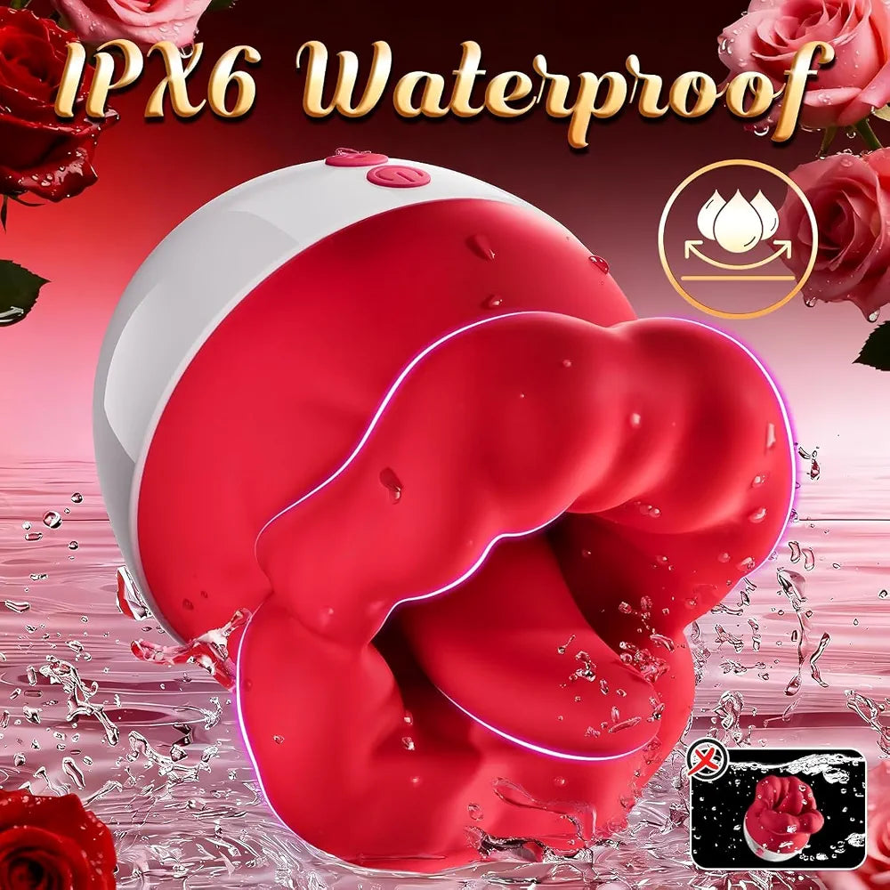 Rose-Shaped Clitoral Vibrator with 10 Licking Modes for Couples