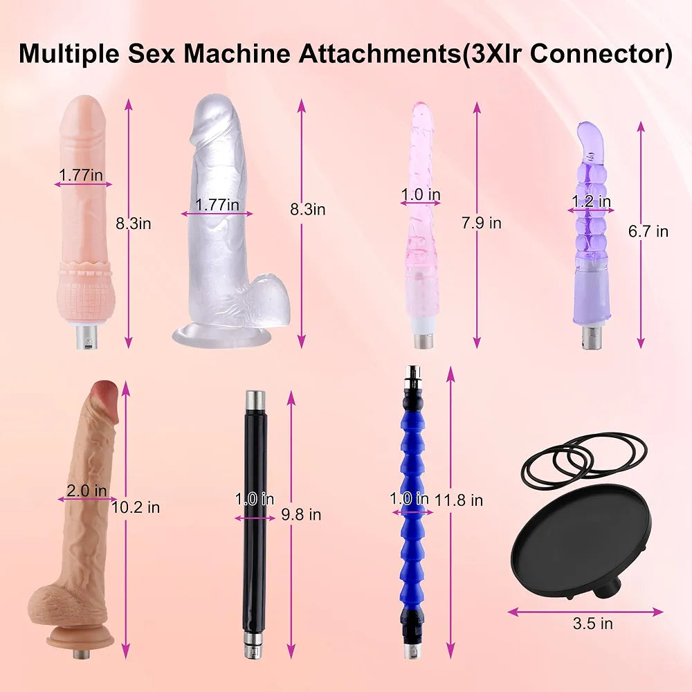 Professional Thrusting Sex Machine with 8 Attachments and Powerful Suction Base