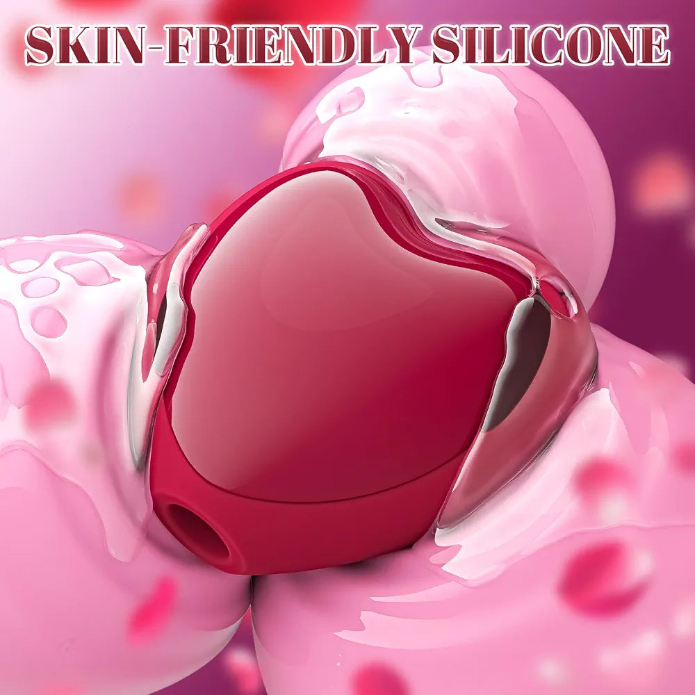 Rose-Shaped Clitoral Suction Vibrator with 9 Intensity Modes, Waterproof Silicone