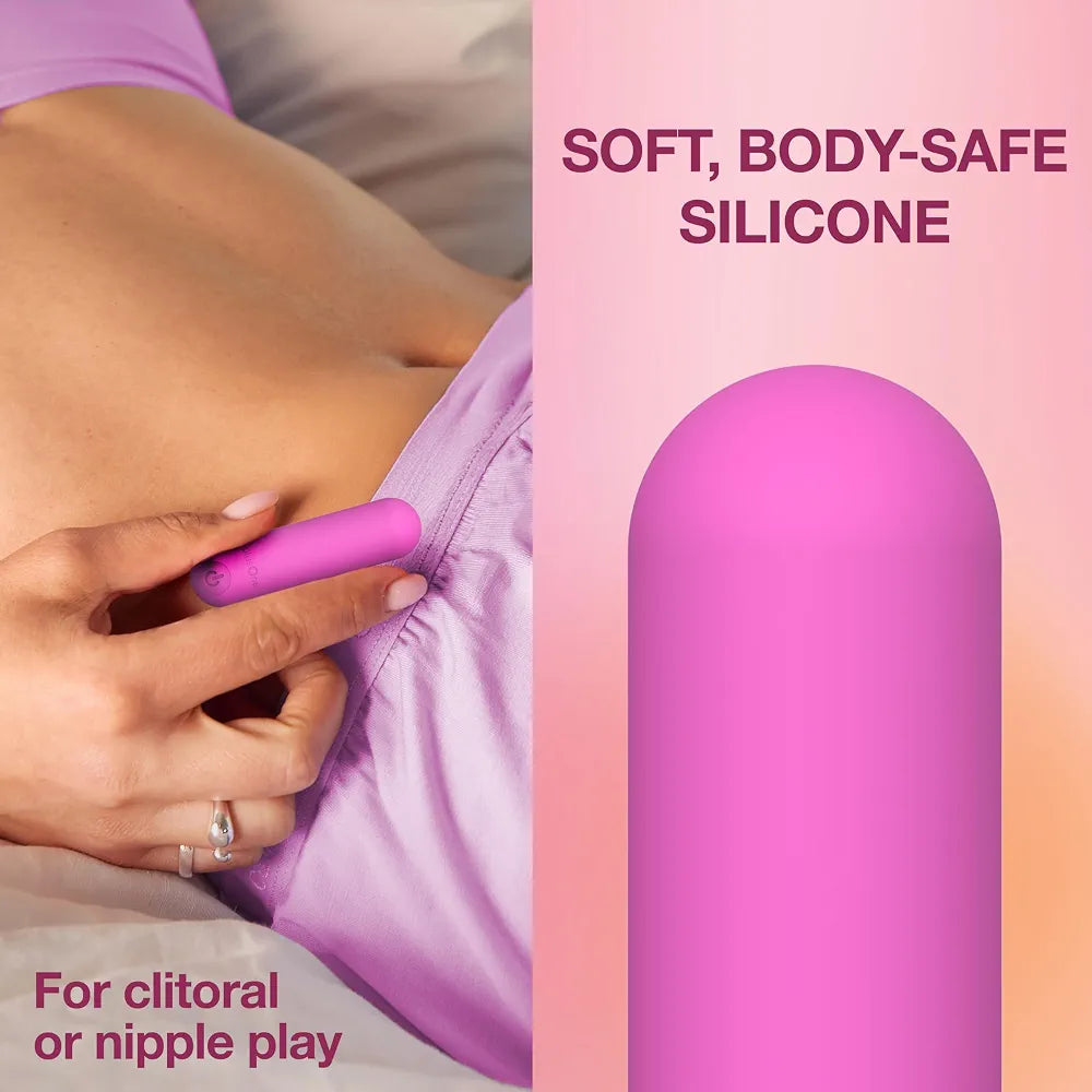 plusOne Mini Bullet Vibrator for Women - Waterproof Silicone Personal Massager, Pink