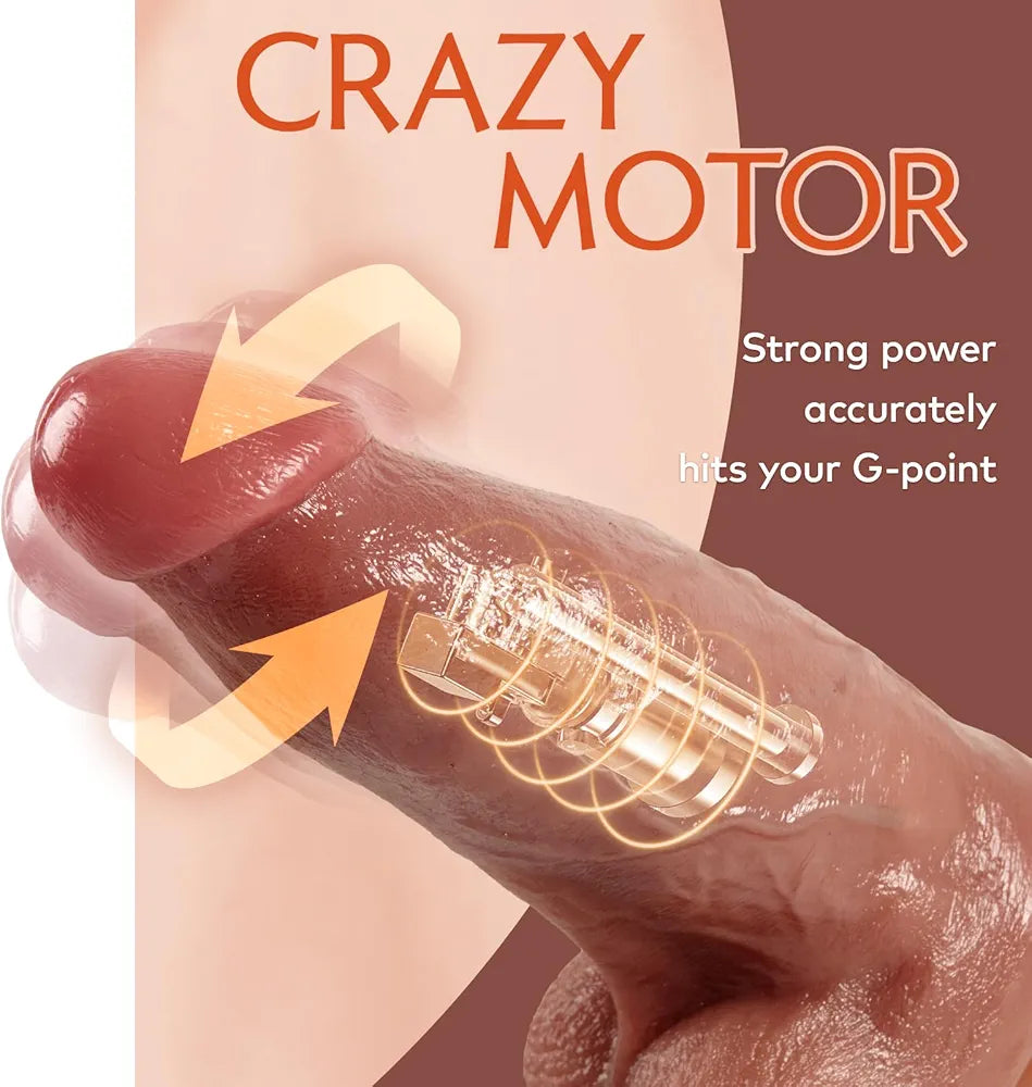 Premium 3-Inch Diameter Realistic Silicone Thrusting Dildo Vibrator with 10 Vibration and 7 Thrusting Modes, Suction Cup Base for Hands-Free Play