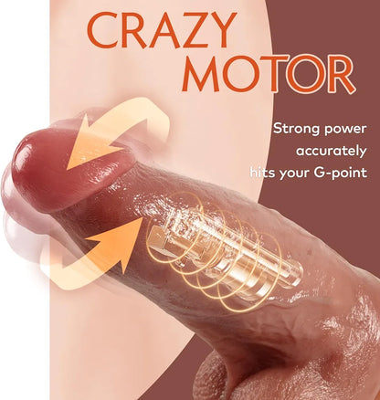 Premium 3-Inch Diameter Realistic Silicone Thrusting Dildo Vibrator with 10 Vibration and 7 Thrusting Modes, Suction Cup Base for Hands-Free Play