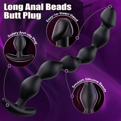 Premium Silicone Anal Bead Trainer and Prostate Massager Set for Couples