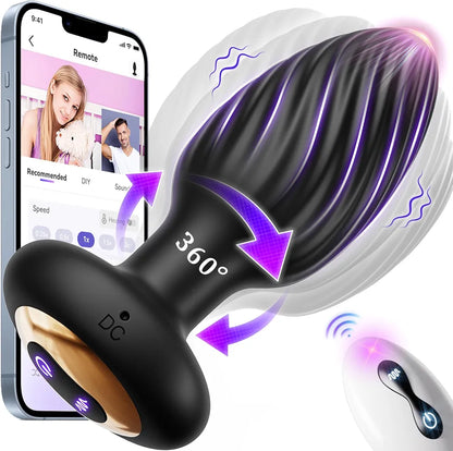 App-Controlled 360° Rotating Prostate Massager with 9 Vibration Modes and Remote