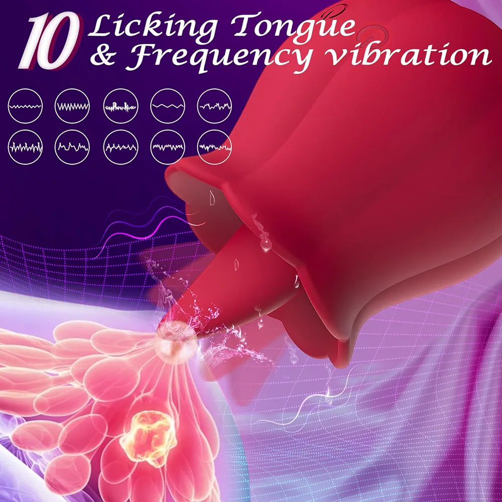Rose-Shaped Clitoral Suction Vibrator with 10 Vibration Modes for Targeted Stimulation