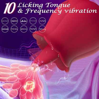 Rose-Shaped Clitoral Suction Vibrator with 10 Vibration Modes for Targeted Stimulation
