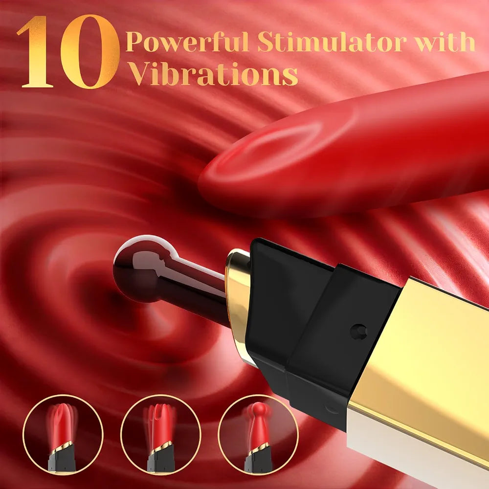 Discreet Rechargeable Lipstick-Style Clitoral Vibrator with 10 Vibration Modes