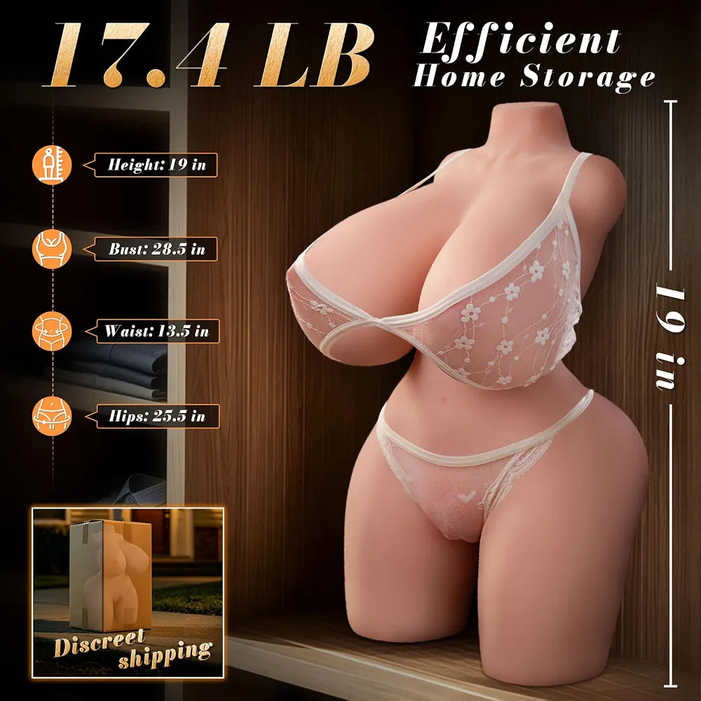Realistic 17.4lb Male Masturbator Torso with Textured Anal and Vaginal Tunnels