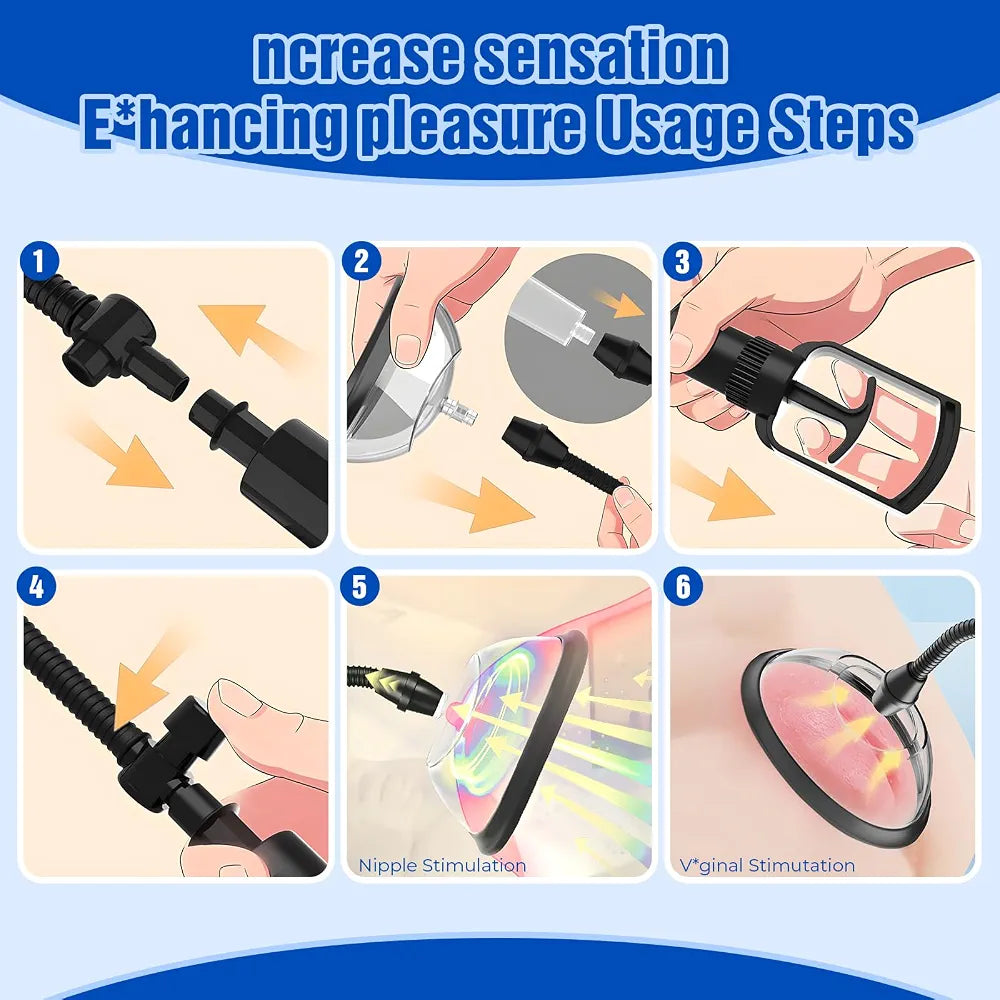 2-in-1 Manual Vacuum Penis and Clitoral Pump Kit with Cock Ring and Masturbator