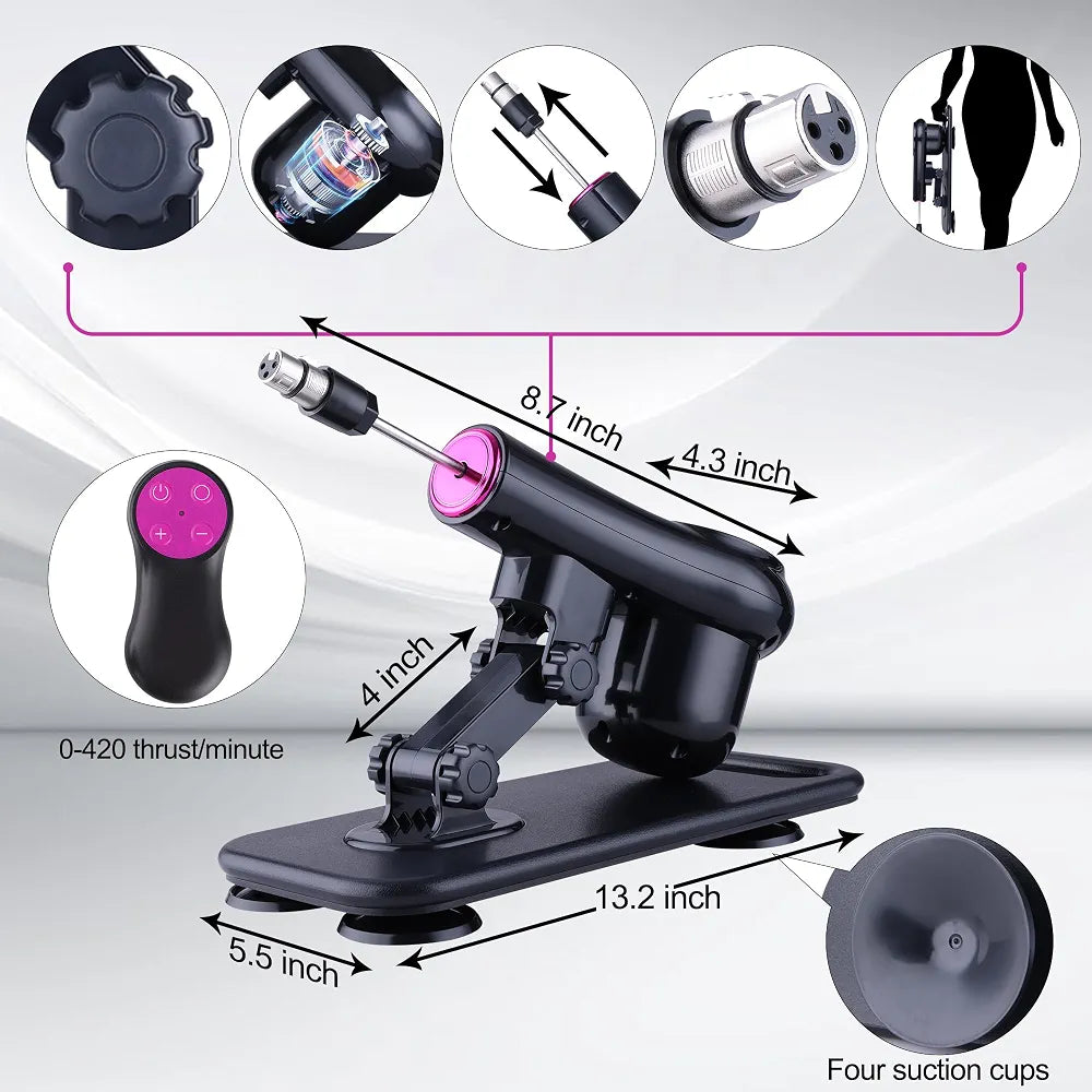 Automatic Thrusting Sex Machine with 7 Attachments and 3XLR Connector