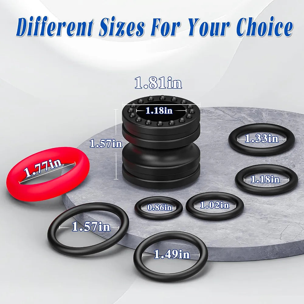 8-Piece Silicone Penis Ring and Sleeve Set for Enhanced Erection and Performance