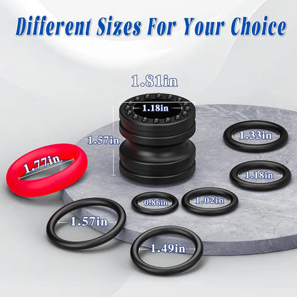 8-Piece Silicone Penis Ring and Sleeve Set for Enhanced Erection and Performance