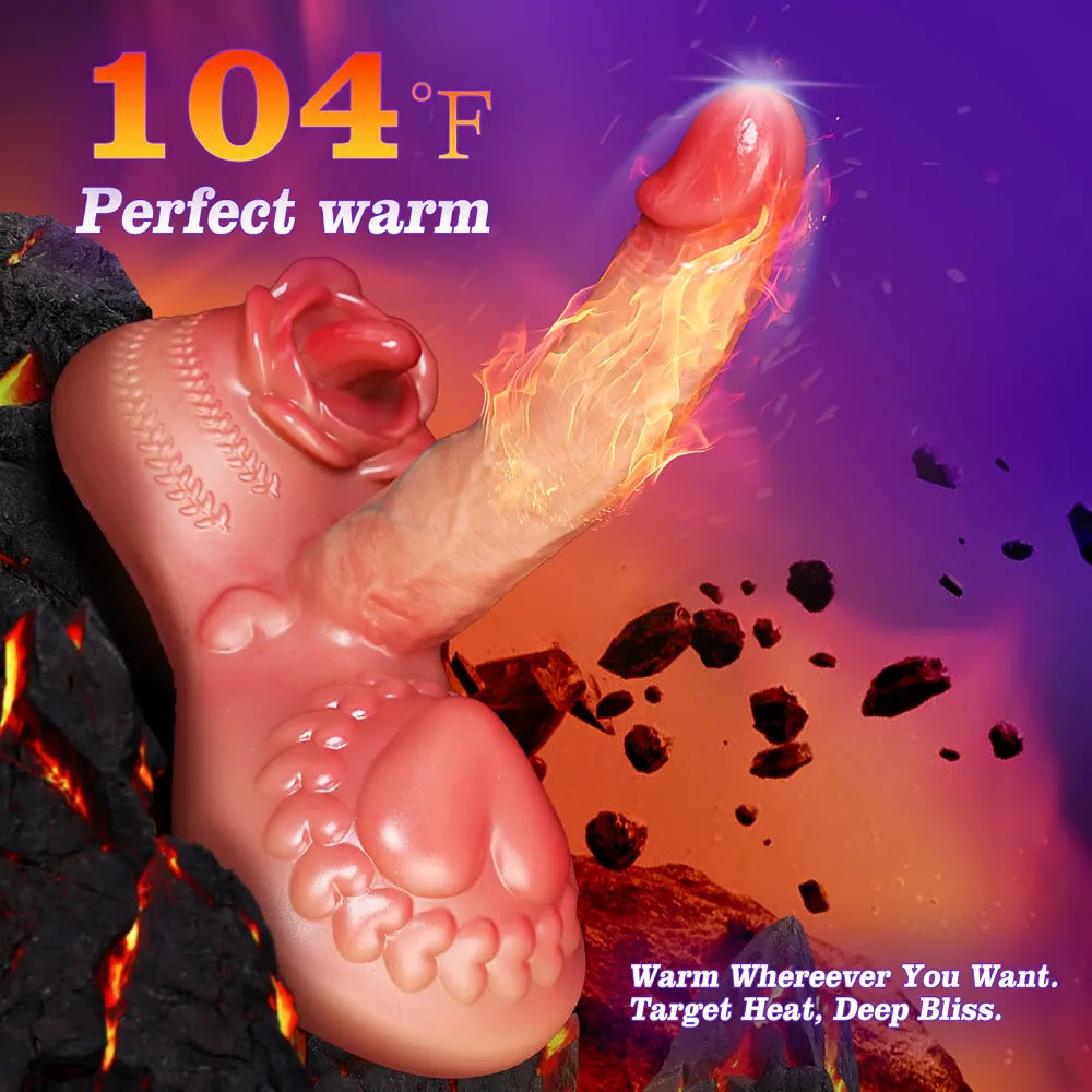 Premium Remote-Controlled Realistic Silicone Thrusting and Vibrating Massager with Heating