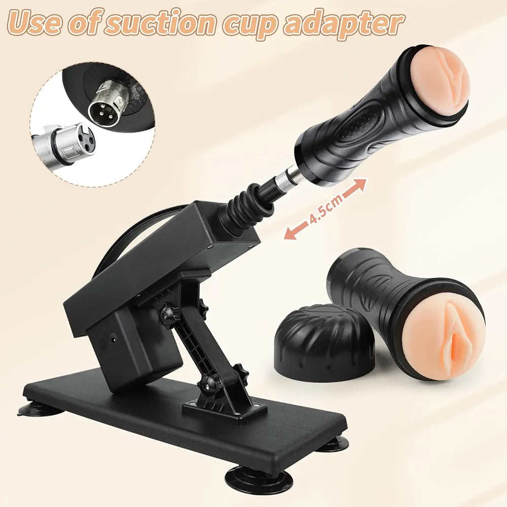 Automatic Thrusting Dildo Machine with 3 XLR Attachments and Suction Cup Base
