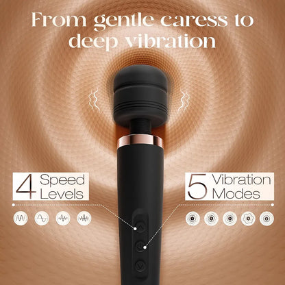 24-Mode Waterproof Cordless Wand Massager for Clitoral and Full-Body Stimulation