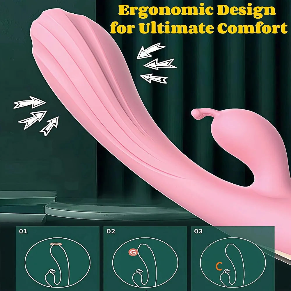 Dual-Stimulation Rabbit Vibrator for G-Spot and Clitoral Pleasure, Waterproof Silicone Adult Toy