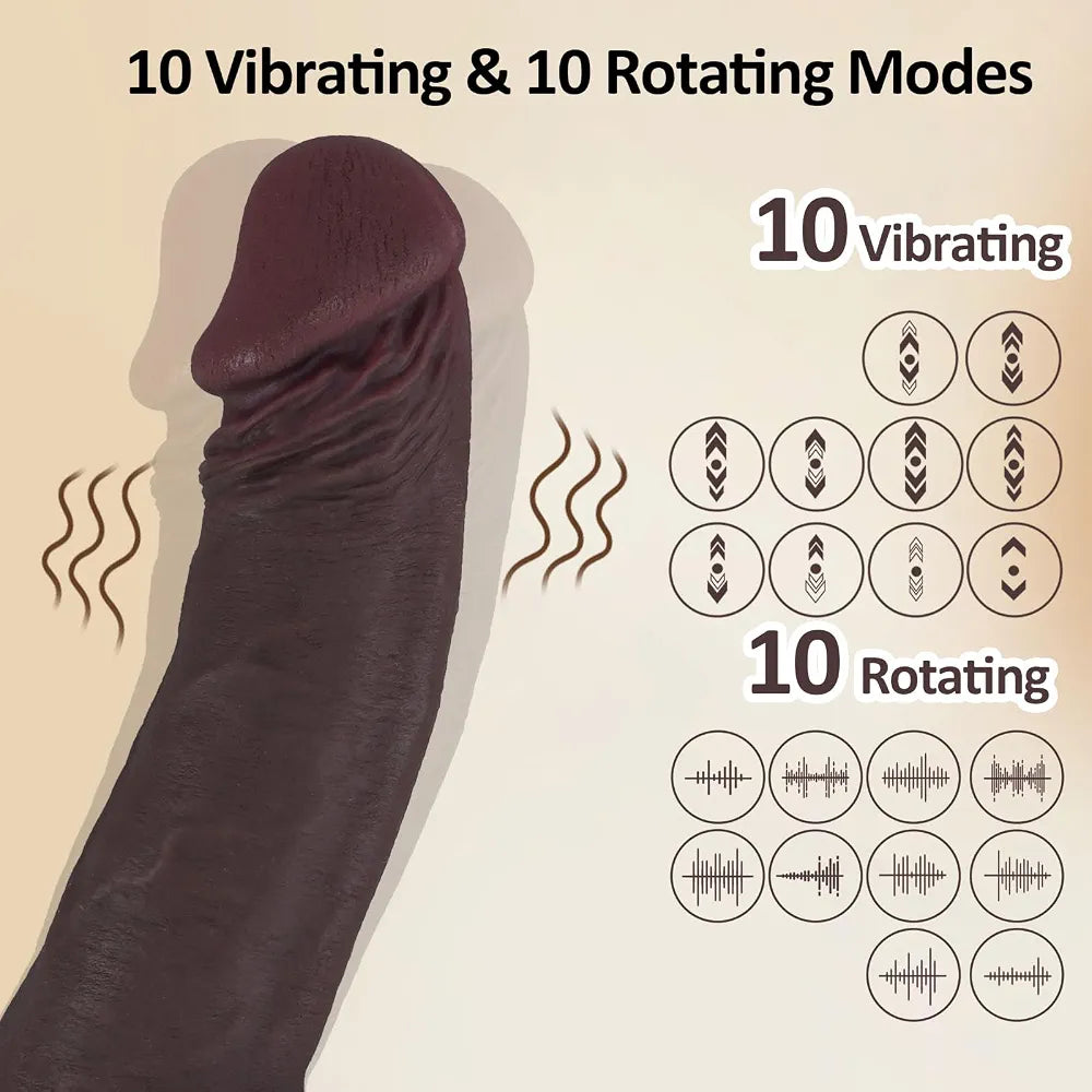10-Inch Realistic Silicone Thrusting Vibrator with Suction Base and Dual-Action Stimulation