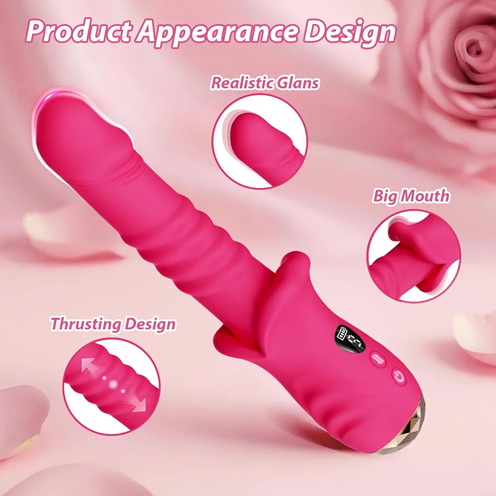 Rechargeable Waterproof Thrusting and Vibrating G-Spot Massager with LED Display