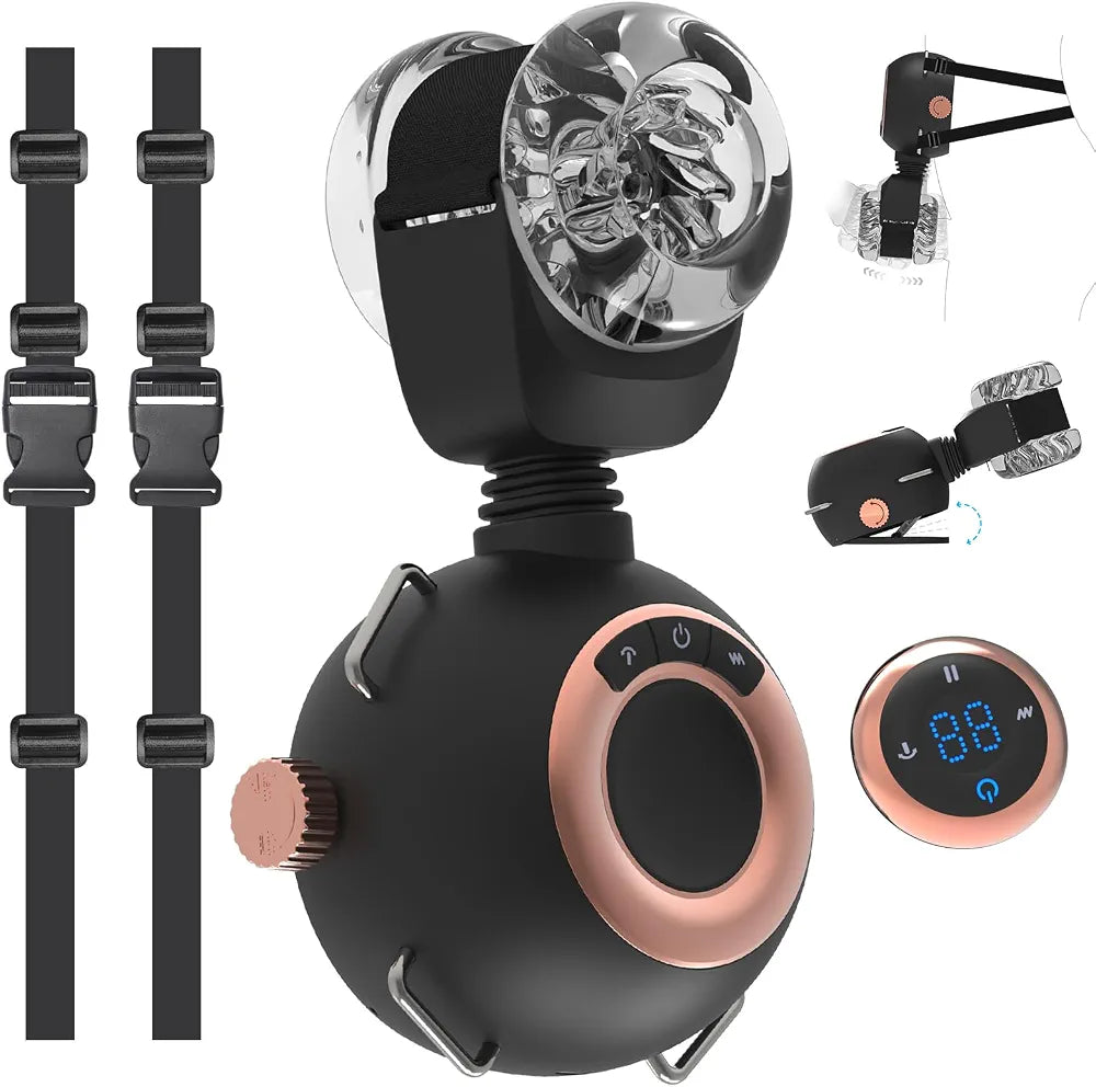 Upgraded Automatic Male Masturbator with Removable Belt and Adjustable Penis Pump - 9 Thrusting & Vibrating Modes, Remote Control, Hands-Free Sex Machine for Men