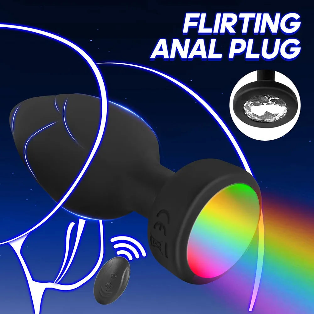 10-Mode Remote Controlled LED Vibrating Anal Plug Set with 3 Interchangeable Attachments