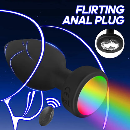10-Mode Remote Controlled LED Vibrating Anal Plug Set with 3 Interchangeable Attachments