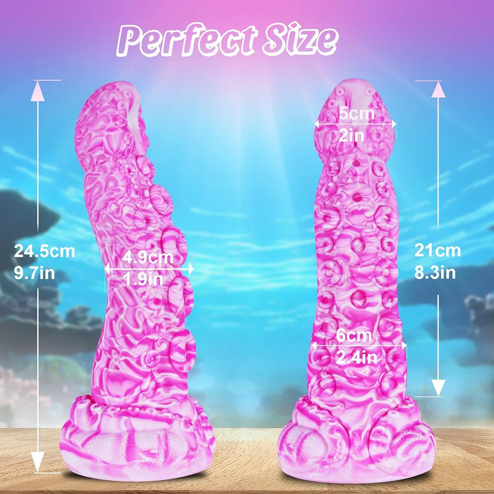 10-Inch Realistic Silicone Octopus Tentacle Dildo with Suction Cup - Extra Large Thick Monster Dragon Design for G-Spot and Prostate Stimulation