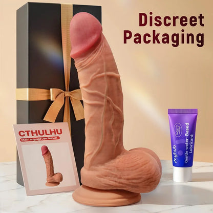 Coocfan 7-Inch Realistic Silicone Dildo with Suction Cup, Soft Lifelike Veiny Texture for G-Spot and Anal Stimulation