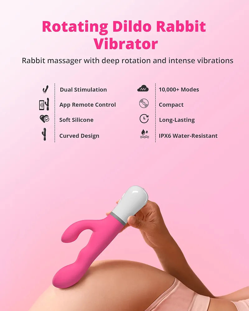 Lovense Nora App-Controlled Rabbit Vibrator with Remote - Rotating G-Spot & Clitoral Stimulator for Couples