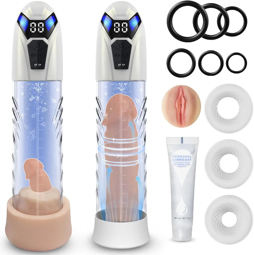 Male Penis Pump Adult Sex Toys for Men Automatic Enlargers & Extend Pump for Men with 10 Erection Training Modes Male Masturbator Electirc Penis Pump Entender Pumps & Enlargers 