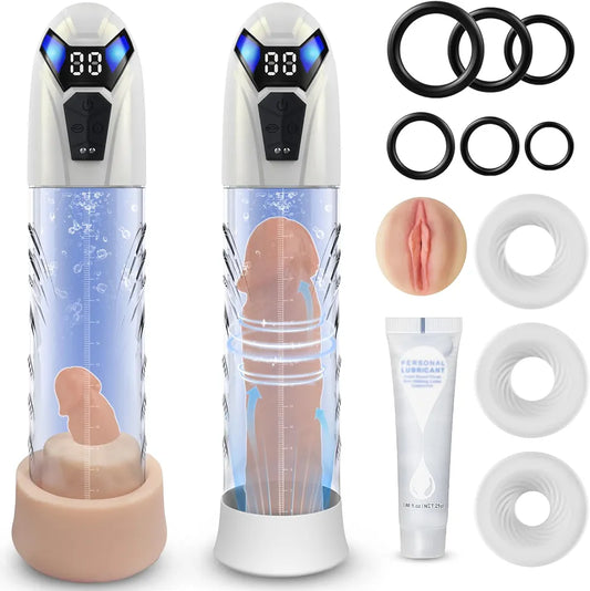 Male Penis Pump Adult Sex Toys for Men Automatic Enlargers & Extend Pump for Men with 10 Erection Training Modes Male Masturbator Electirc Penis Pump Entender Pumps & Enlargers 