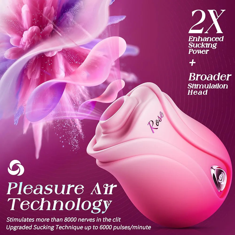 Rose-Shaped App-Controlled Clitoral Suction and Vibration Stimulator for Women