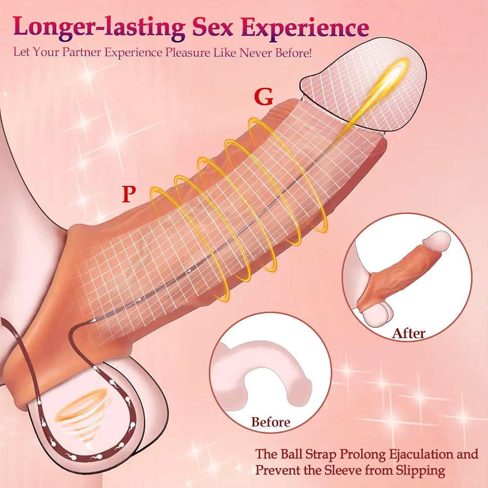 Reusable Silicone Penis Extender and Delay Sleeve for Enhanced Performance